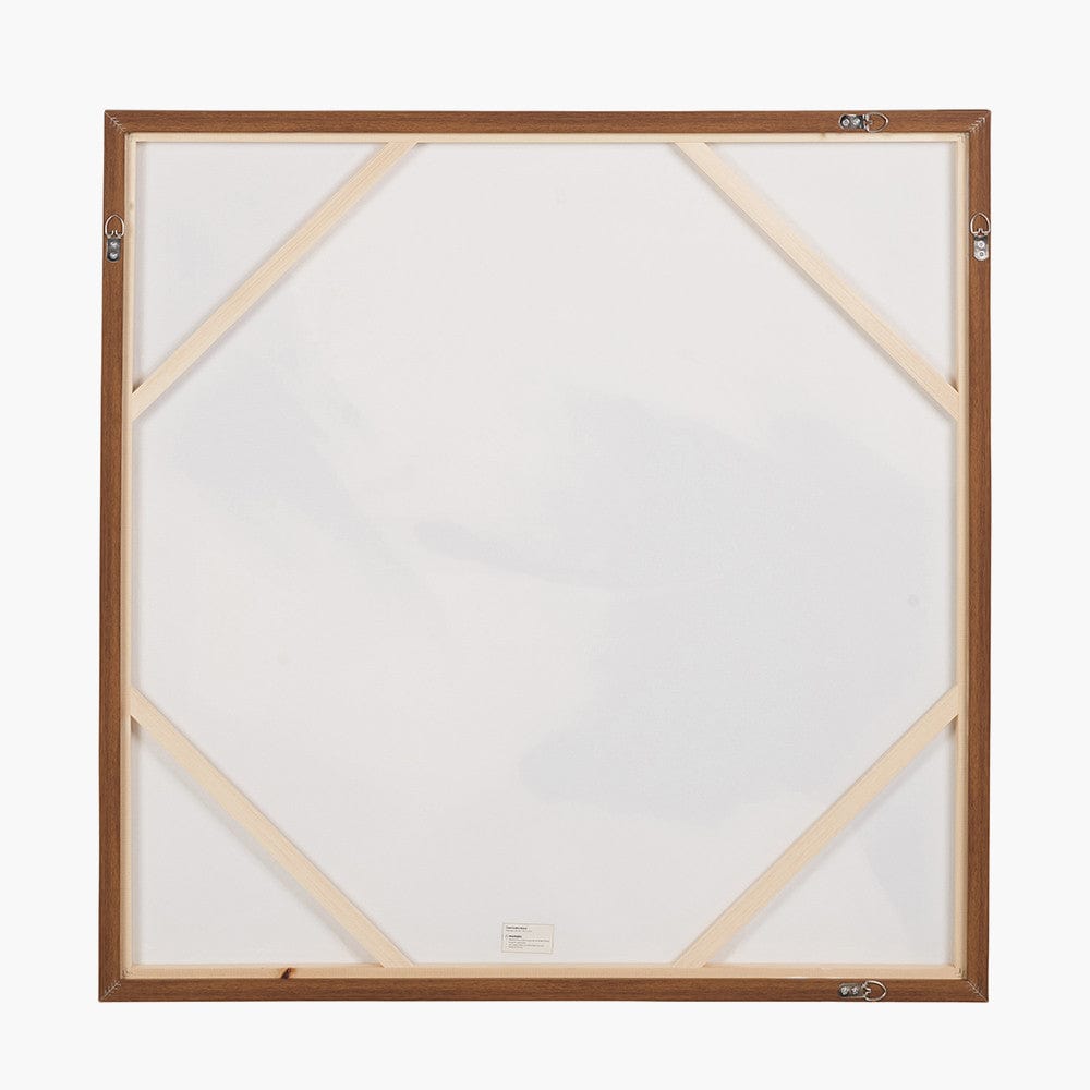 Monochrome Abstract Square Canvas with Oak Effect Frame.