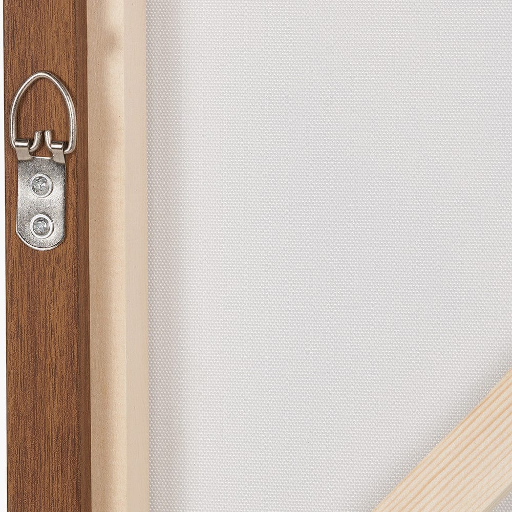 Monochrome Abstract Square Canvas with Oak Effect Frame.