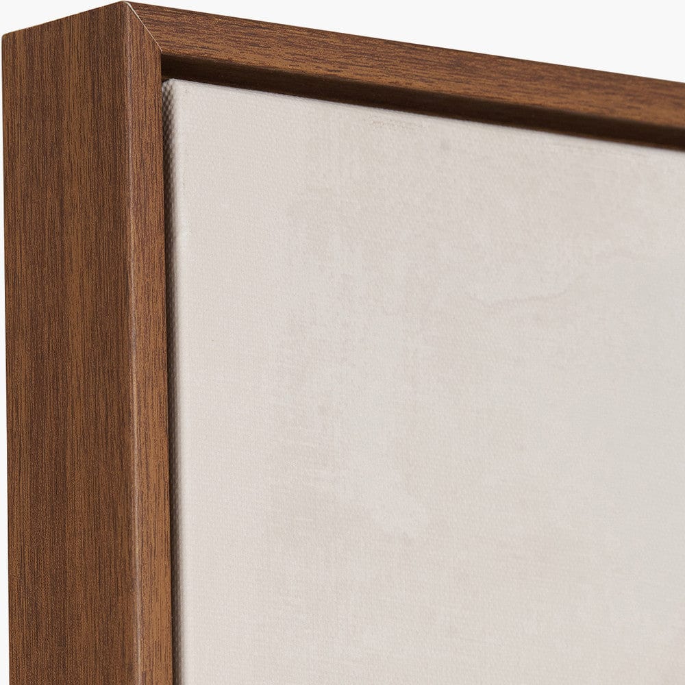 Monochrome Abstract Square Canvas with Oak Effect Frame.