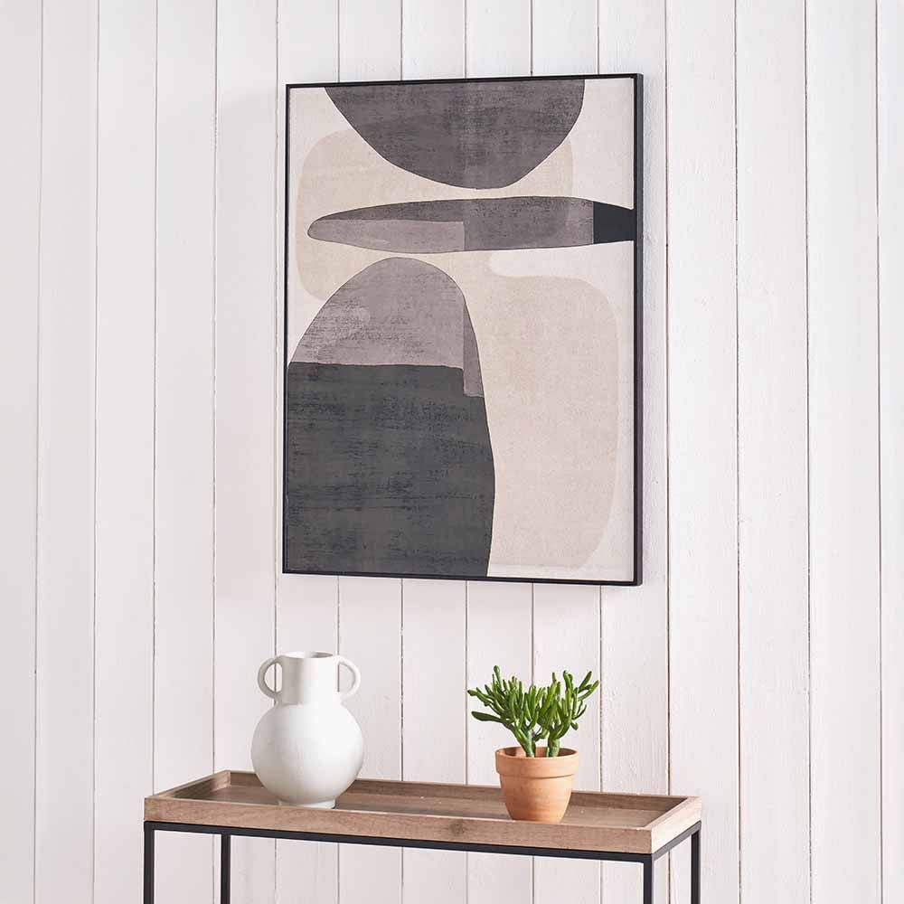 Pacific Lifestyle Accessories Natural and Black Canvas with Ovals Design and Black Frame House of Isabella UK