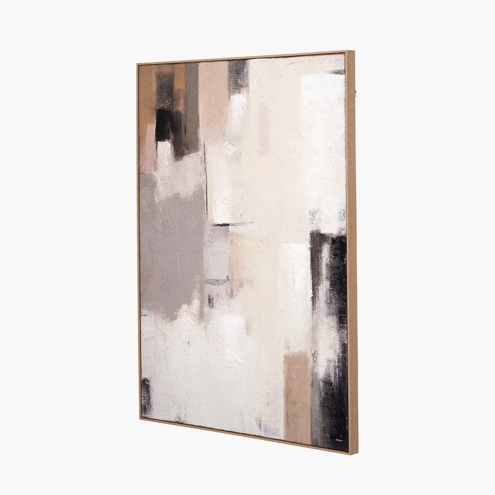 Pacific Lifestyle Accessories Natural and Grey Textured Abstract Canvas with Natural Frame House of Isabella UK