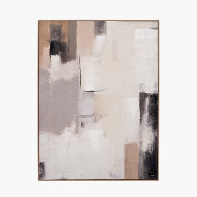 Pacific Lifestyle Accessories Natural and Grey Textured Abstract Canvas with Natural Frame House of Isabella UK