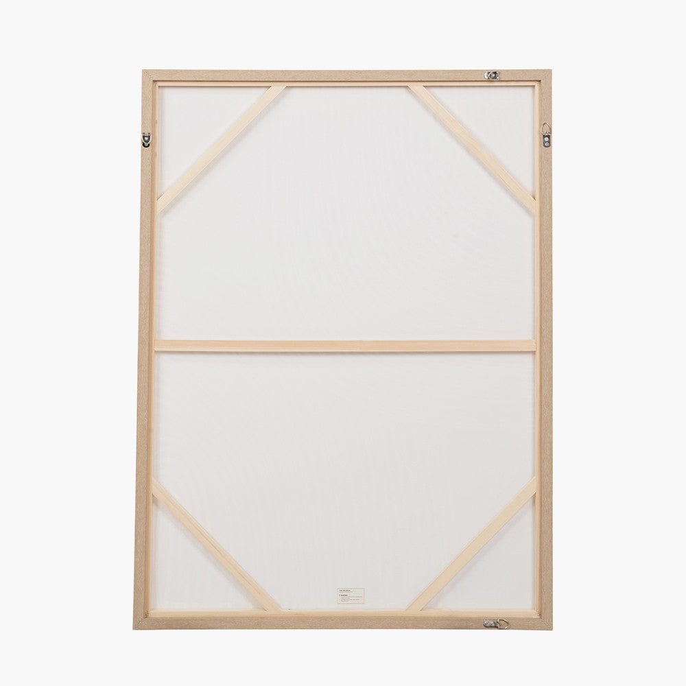 Natural and White Abstract Canvas with Natural Frame.