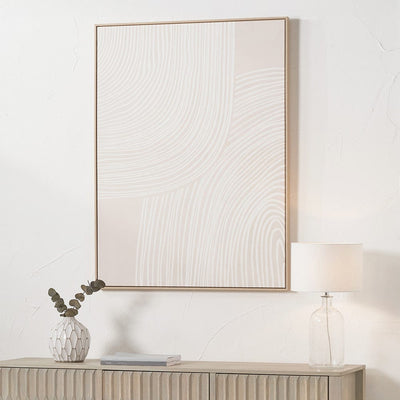 Pacific Lifestyle Accessories Natural and White Abstract Canvas with Natural Frame House of Isabella UK