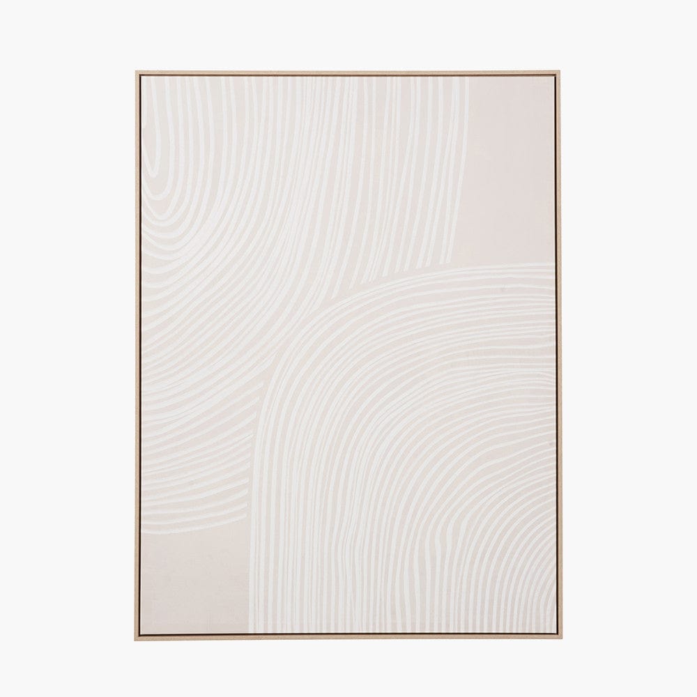 Natural and White Abstract Canvas with Natural Frame.