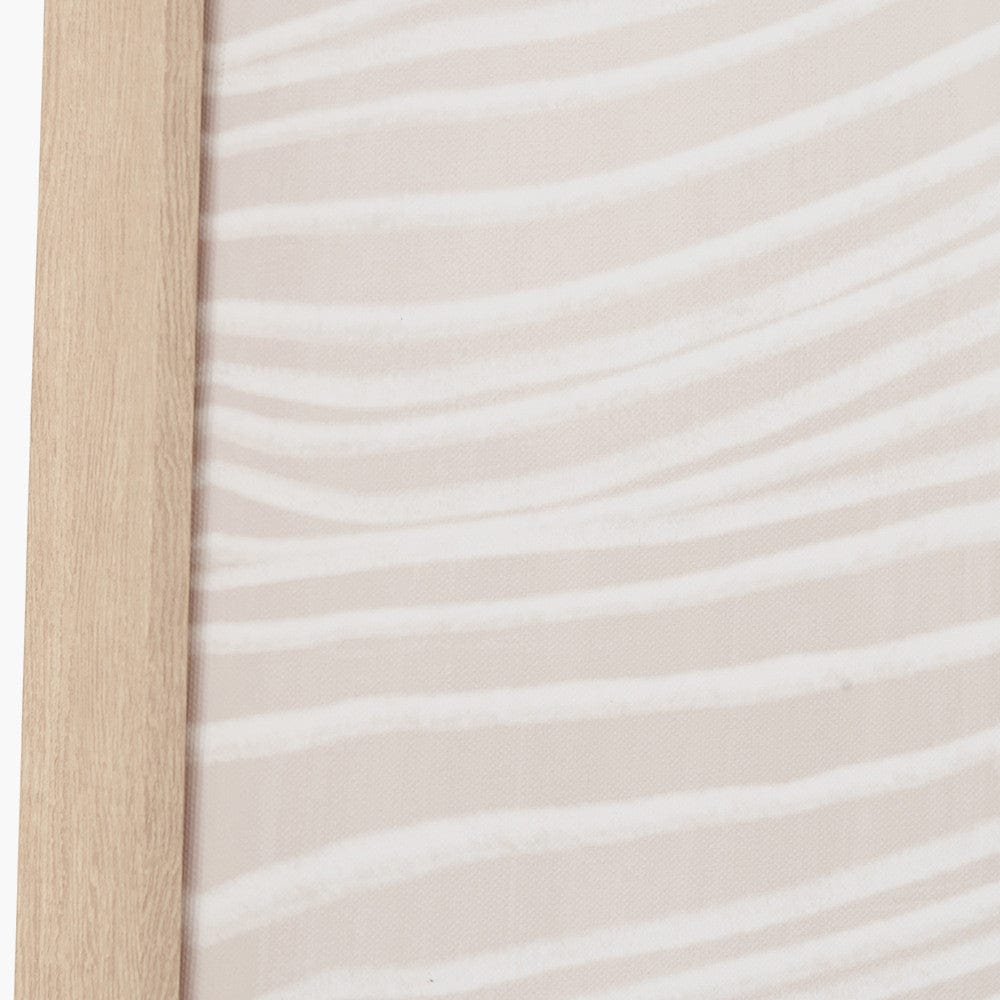 Natural and White Abstract Canvas with Natural Frame.