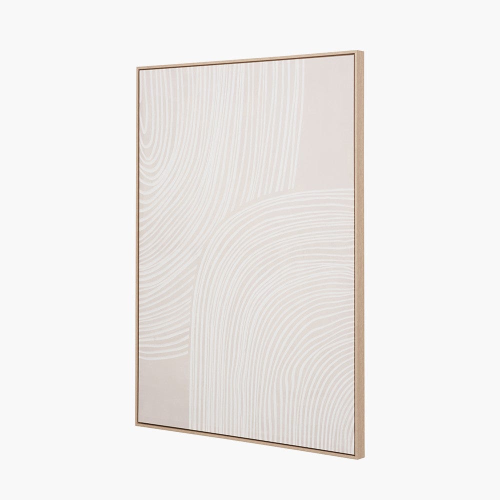 Natural and White Abstract Canvas with Natural Frame.