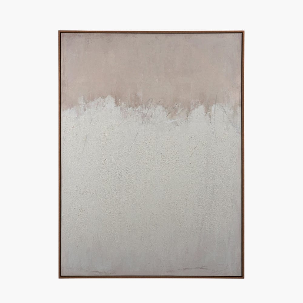 Pacific Lifestyle Accessories Natural and White Abstract Canvas with Natural Frame Large House of Isabella UK