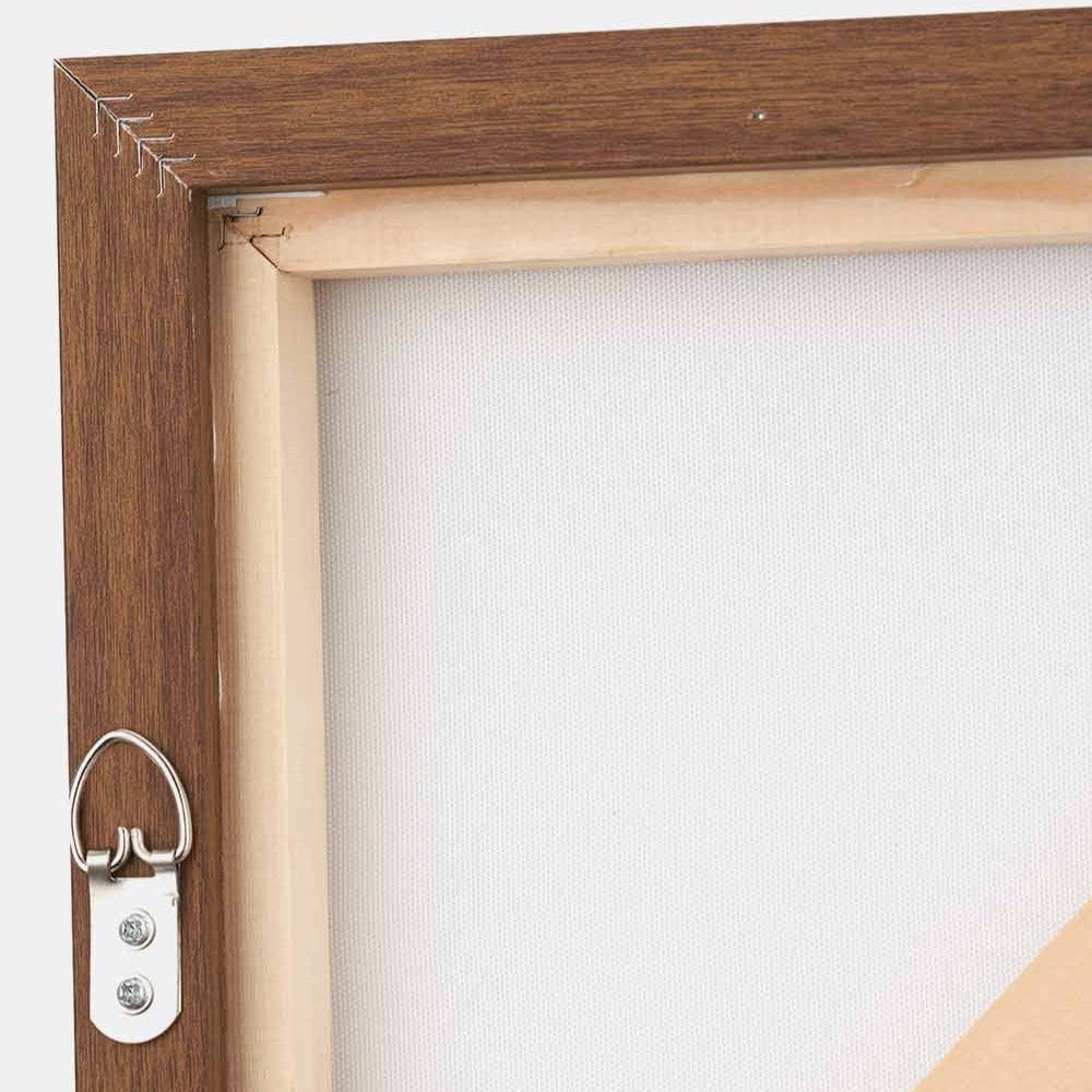 Natural and White Abstract Canvas with Natural Frame Large.