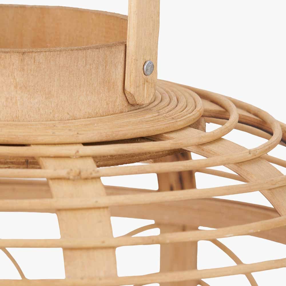 Natural Bamboo and Glass Lantern Large.
