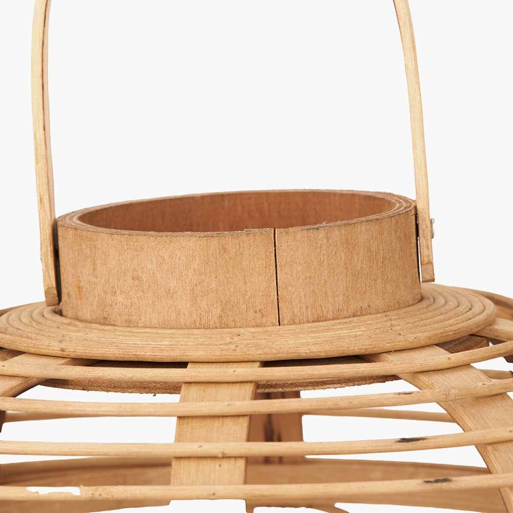 Natural Bamboo and Glass Lantern Small.