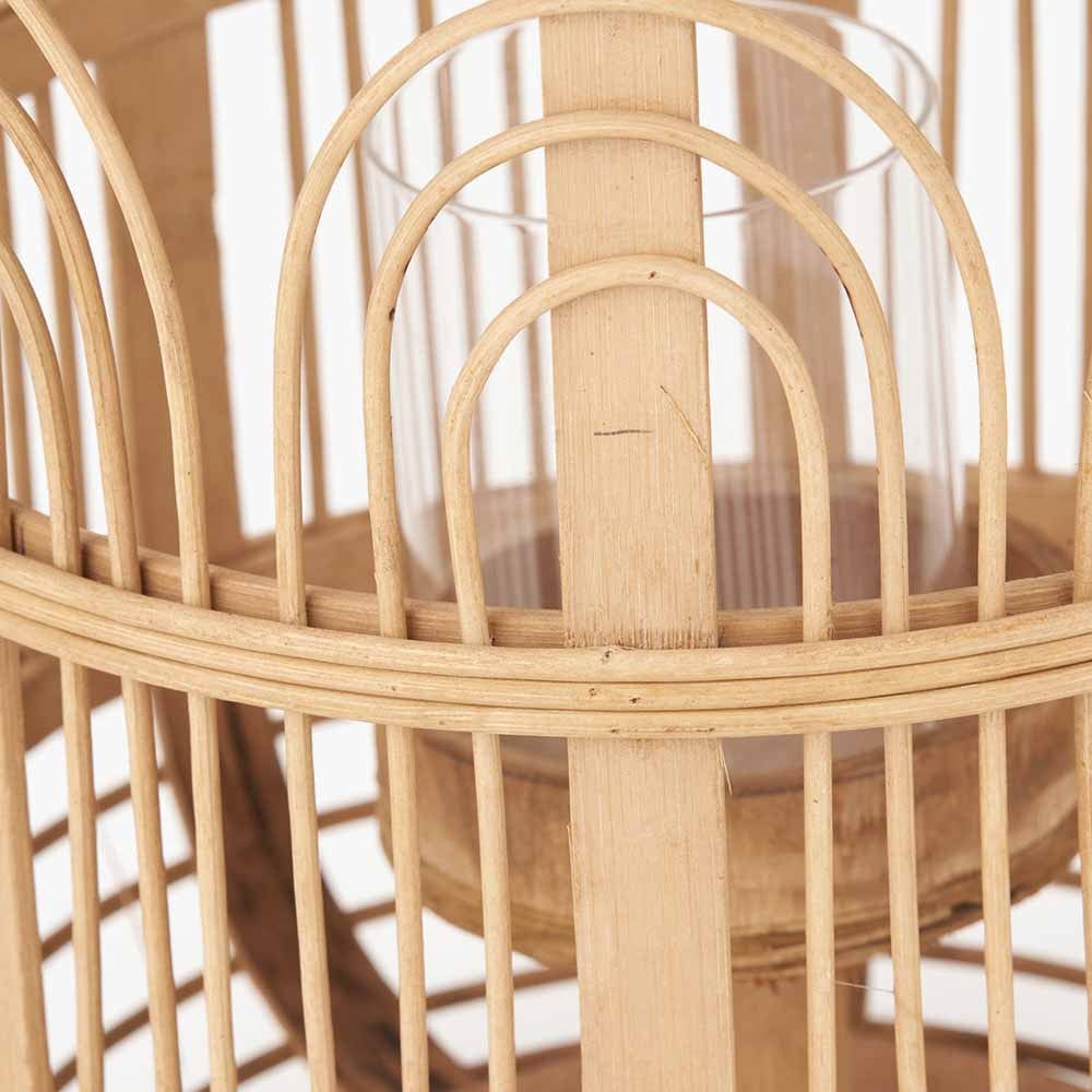 Natural Bamboo and Glass Lantern Small.