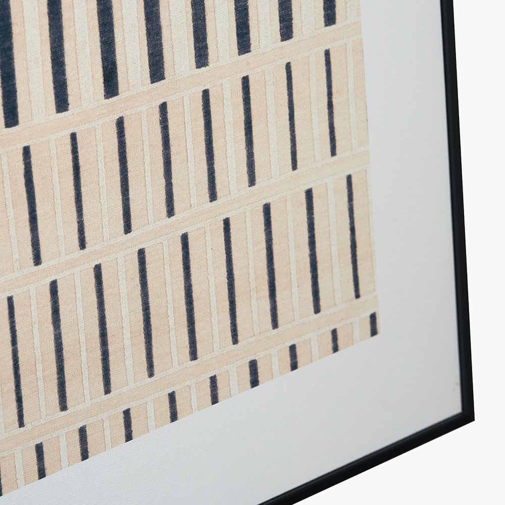 Natural Canvas with Black Stripe Pattern and Black Frame.