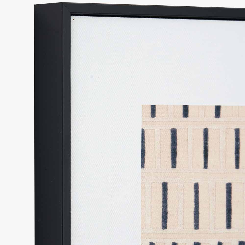 Natural Canvas with Black Stripe Pattern and Black Frame.