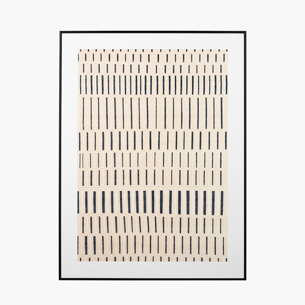Natural Canvas with Black Stripe Pattern and Black Frame.