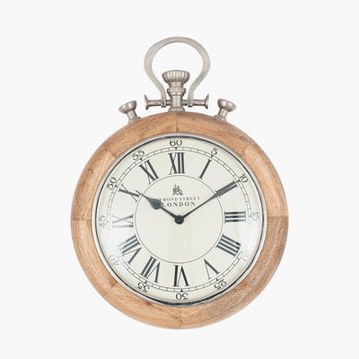 Pacific Lifestyle Accessories Nickel & Wood Stopwatch Wall Clock House of Isabella UK