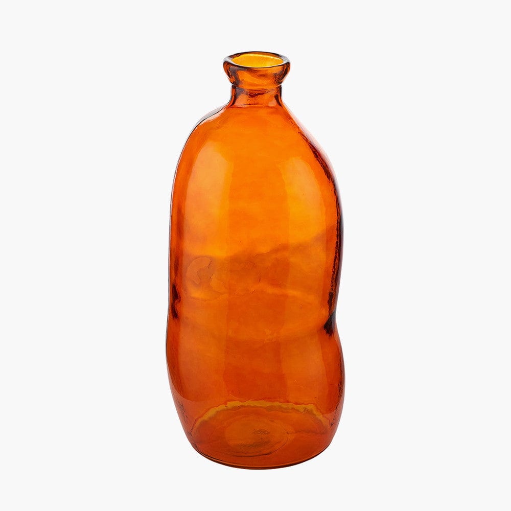 Orange Organic Shaped Recycled Glass Tall Vase.