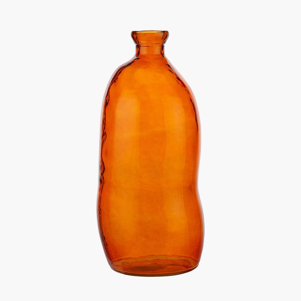 Orange Organic Shaped Recycled Glass Tall Vase.