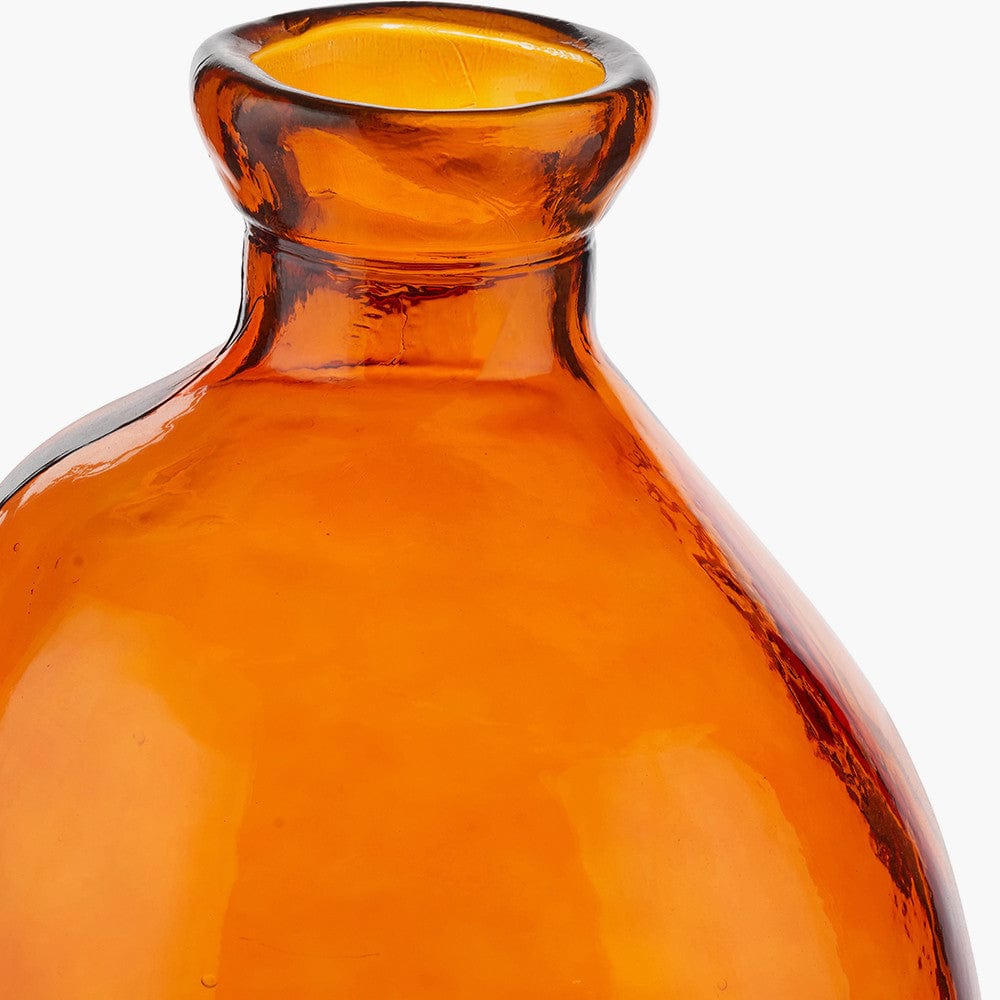 Orange Organic Shaped Recycled Glass Tall Vase.
