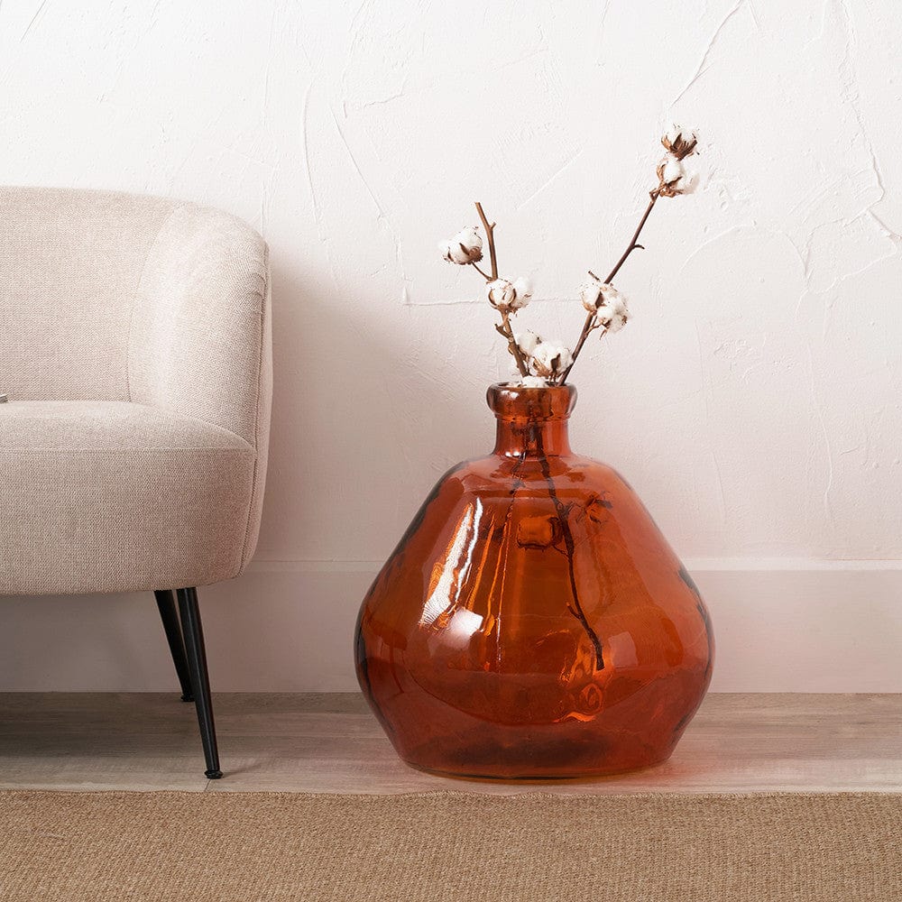 Orange Organic Shaped Recycled Glass Vase.