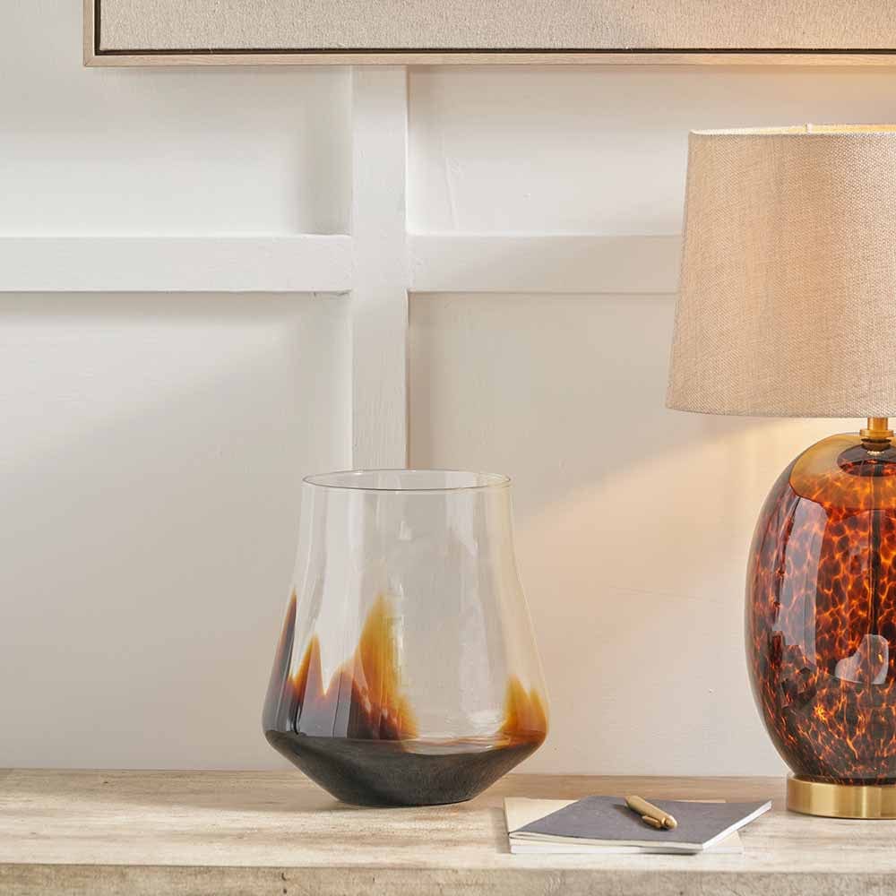 Pecan Brown and Clear Glass Bell Shaped Vase Large.