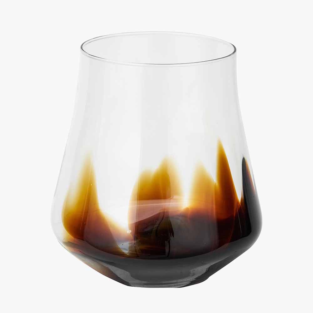 Pecan Brown and Clear Glass Bell Shaped Vase Large.