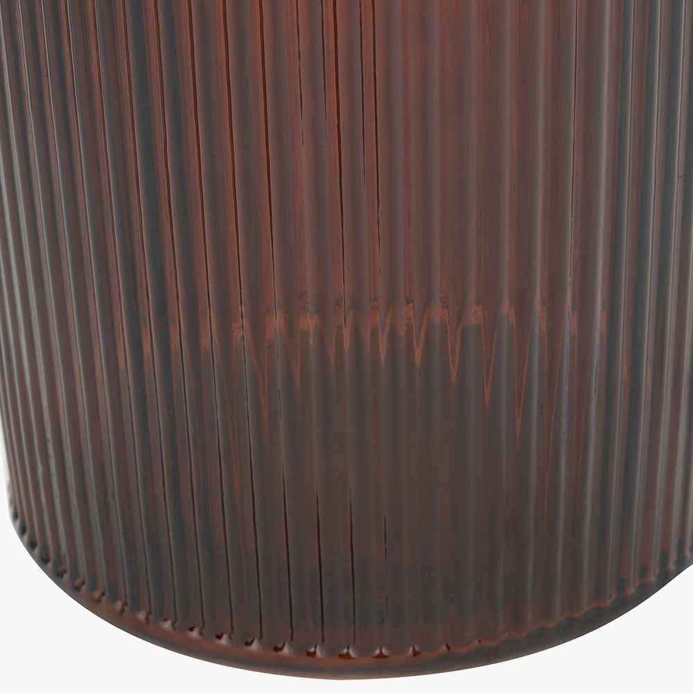 Pecan Brown Recycled Glass Ribbed Vase Tall.