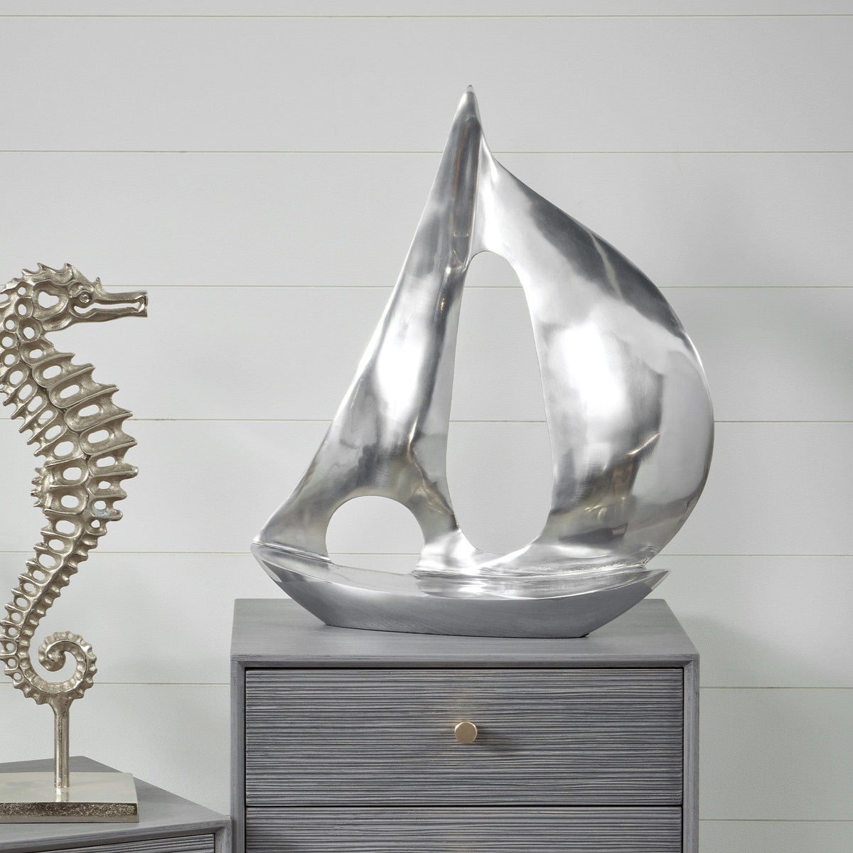 Polished Aluminium Sailing Boat.