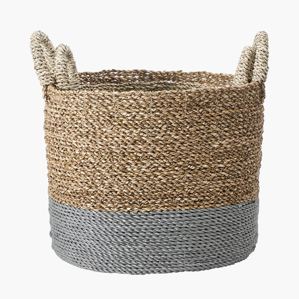 S/2 Banana Leaf Two Tone Natural and Grey Baskets.
