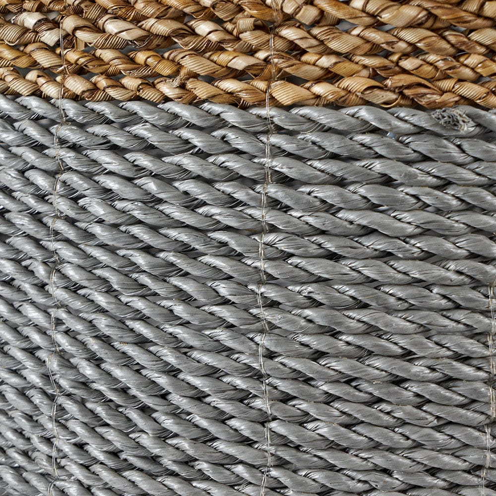 S/2 Banana Leaf Two Tone Natural and Grey Baskets.
