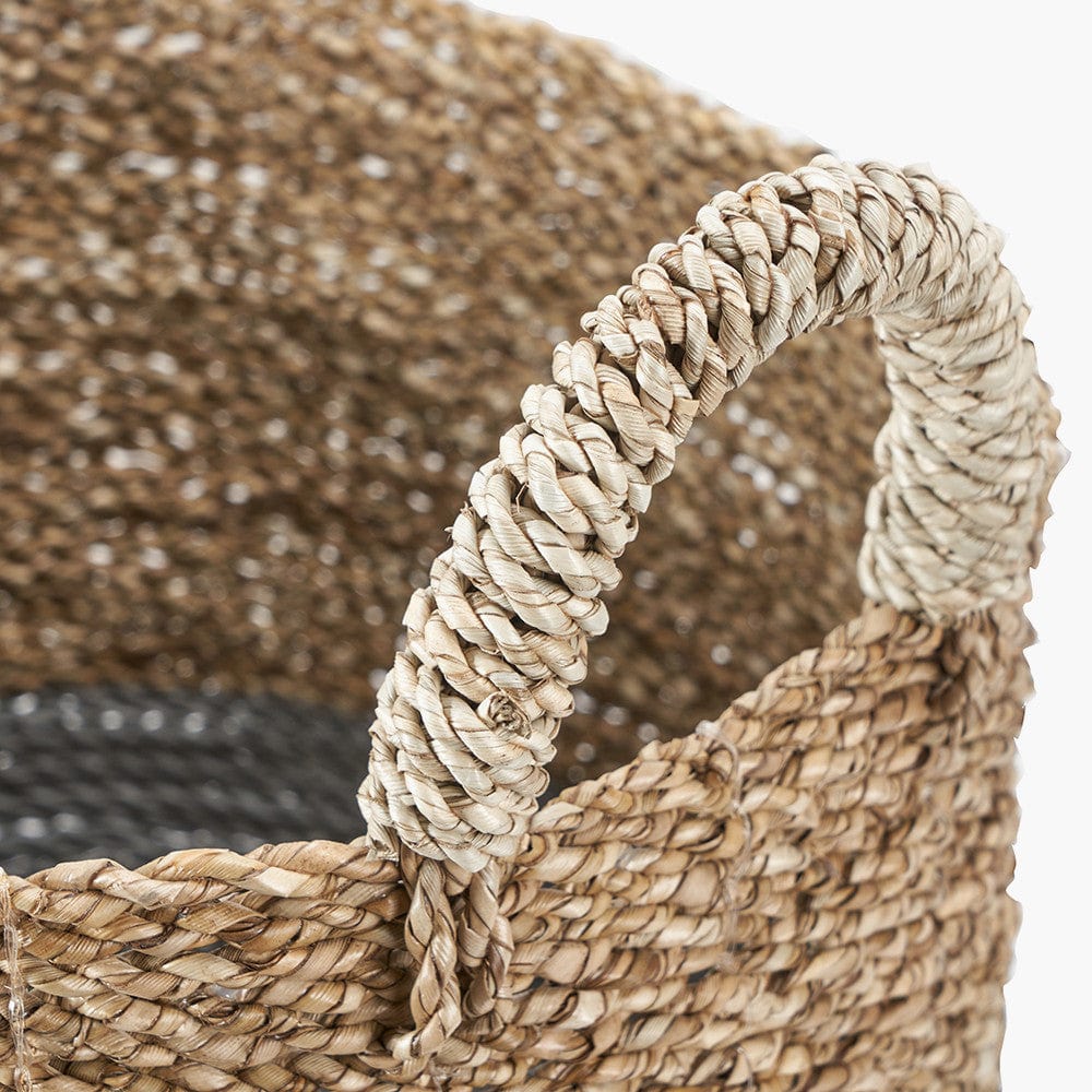 S/2 Banana Leaf Two Tone Natural and Grey Baskets.