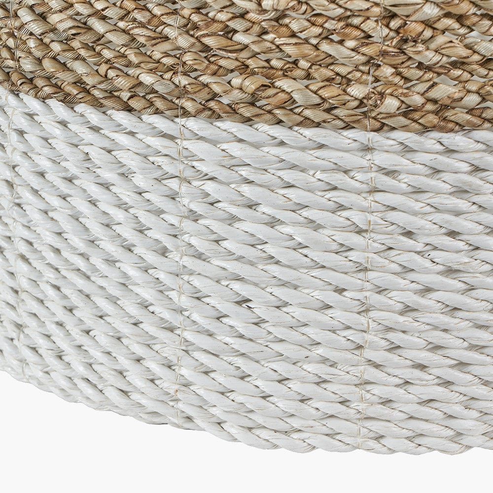 S/2 Banana Leaf Two Tone Natural and White Baskets.