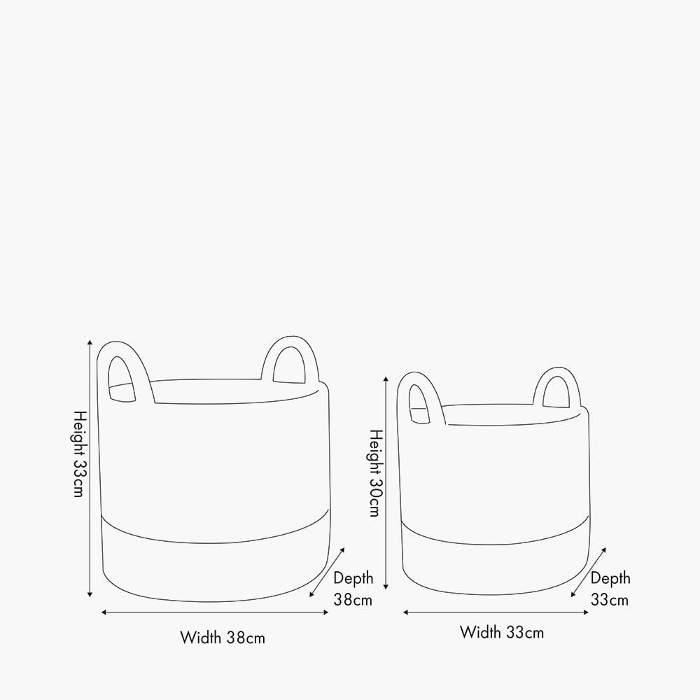 S/2 Banana Leaf Two Tone Natural and White Baskets.
