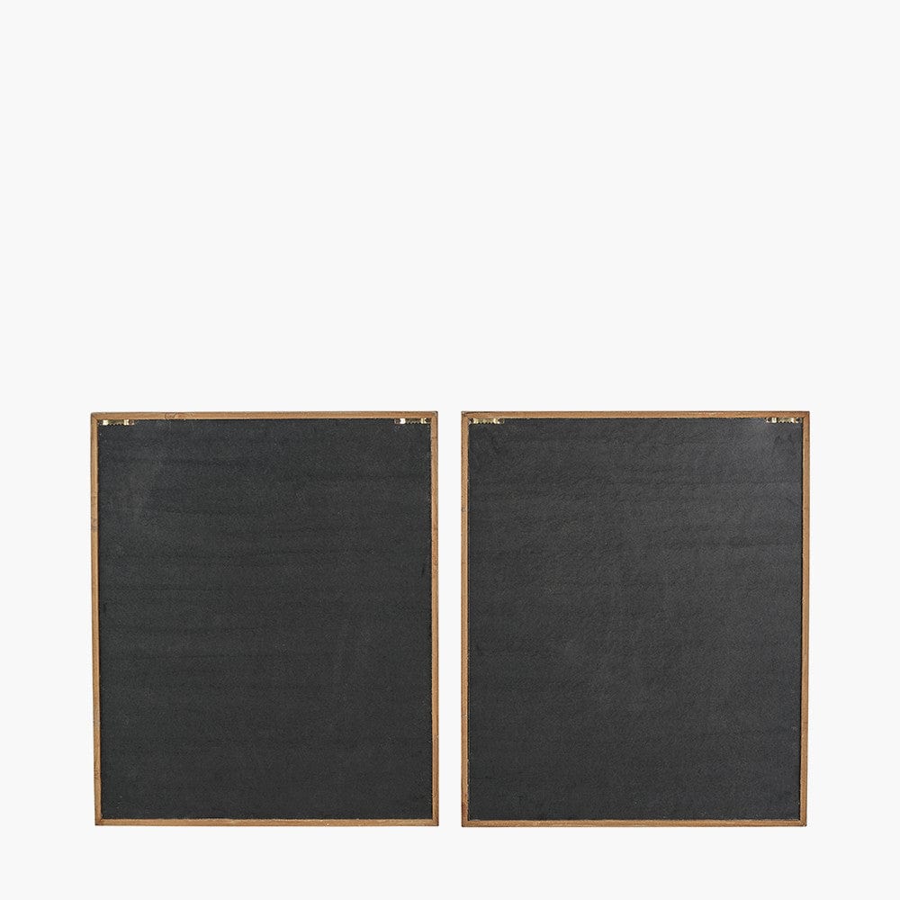 S/2 Black and Natural Wooden Textured Design Wall Art.