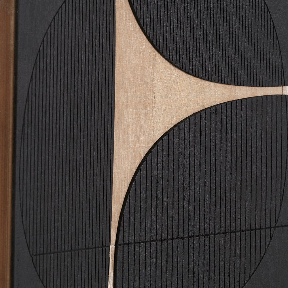 S/2 Black and Natural Wooden Textured Design Wall Art.