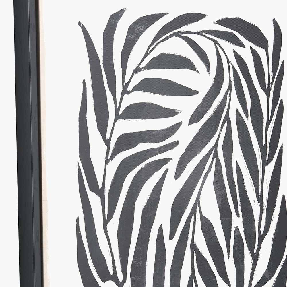 S/2 Black Leaf Print Canvases with Black Frames.
