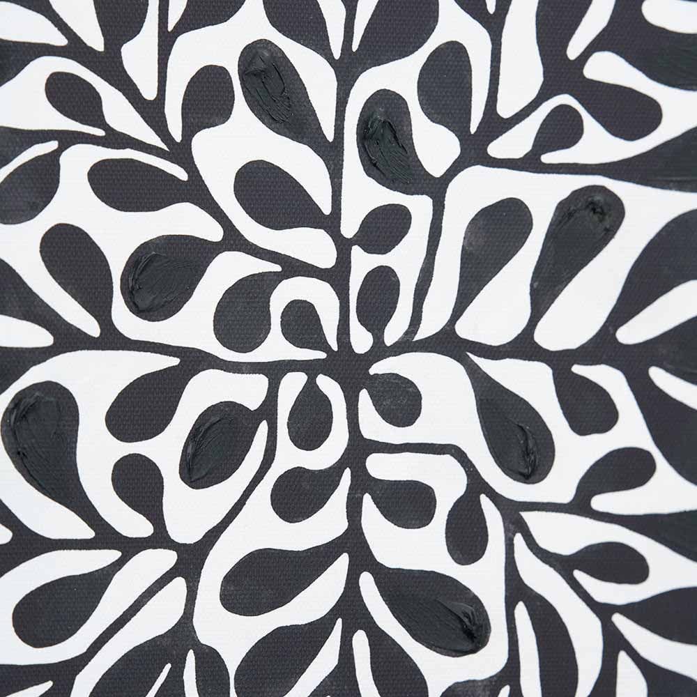 S/2 Black Leaf Print Square Canvases with Black Frames.