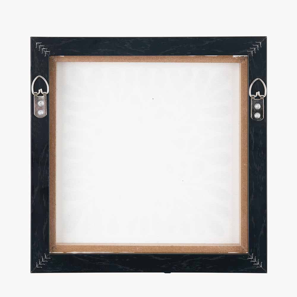 S/2 Black Leaf Print Square Canvases with Black Frames.