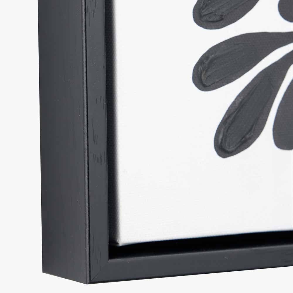 S/2 Black Leaf Print Square Canvases with Black Frames.