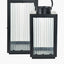 S/2 Black Metal and Ribbed Glass Lanterns.