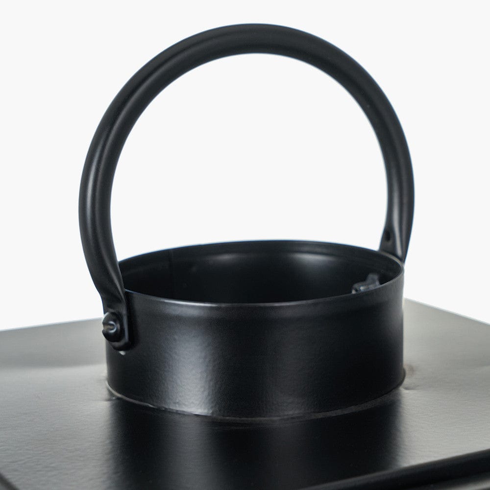 S/2 Black Metal and Ribbed Glass Lanterns.