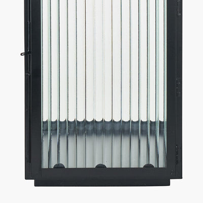 Pacific Lifestyle Accessories S/2 Black Metal and Ribbed Glass Lanterns House of Isabella UK