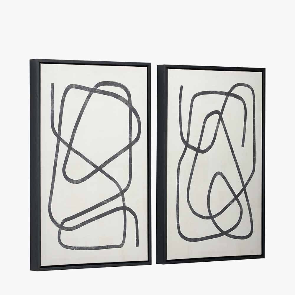 S/2 Black Squiggle Print Canvases with Black Frames.