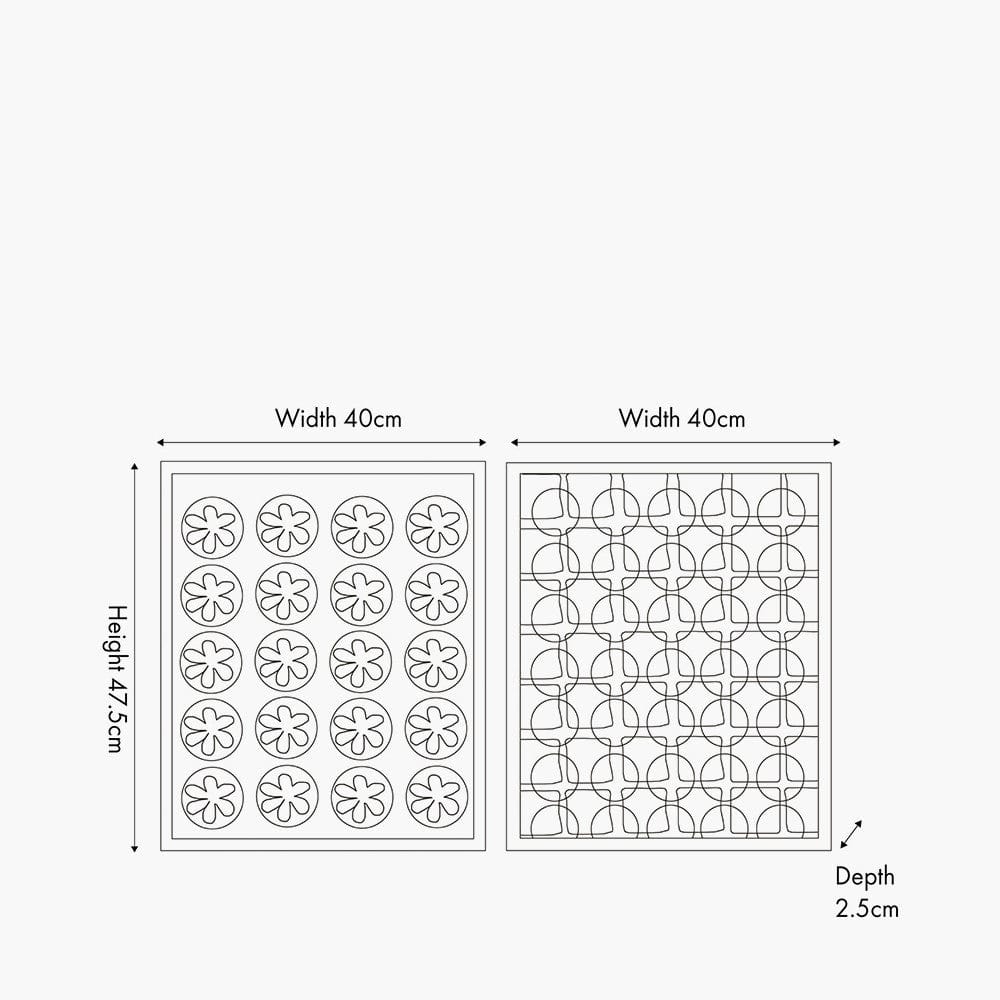 S/2 Circular Pattern Natural Paper Design Wall Art with Black Frames.