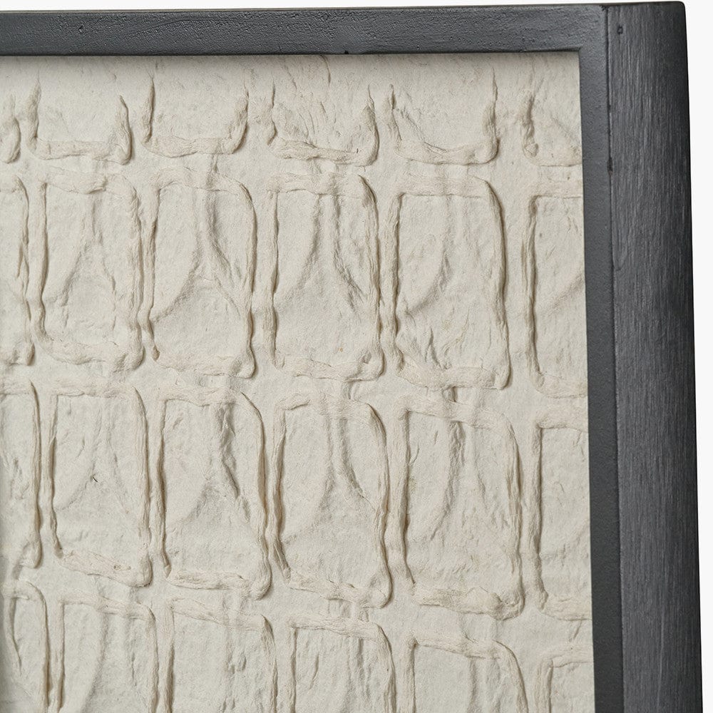 S/2 Circular Pattern Natural Paper Design Wall Art with Black Frames.