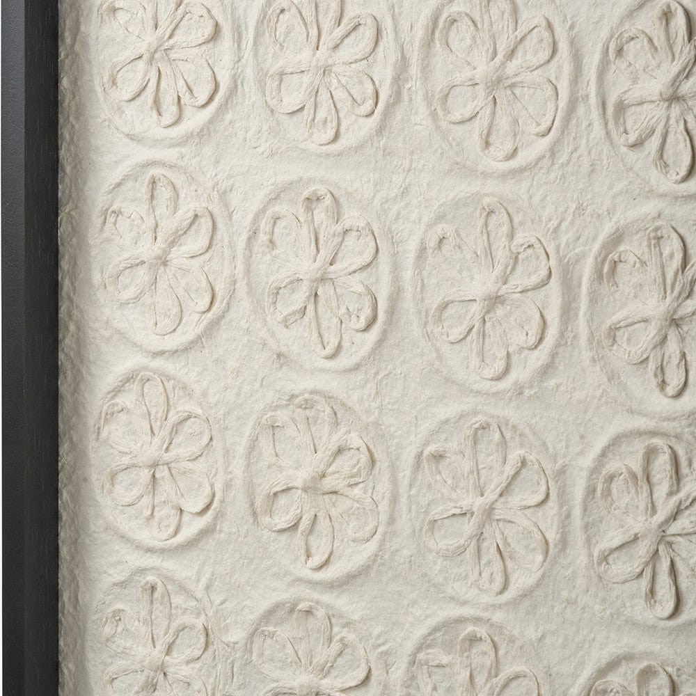 S/2 Circular Pattern Natural Paper Design Wall Art with Black Frames.