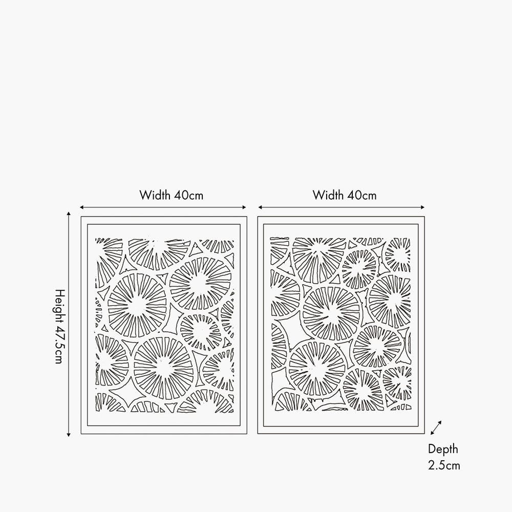 S/2 Cut Out Pattern Natural Paper Design Wall Art with Natural Frames.