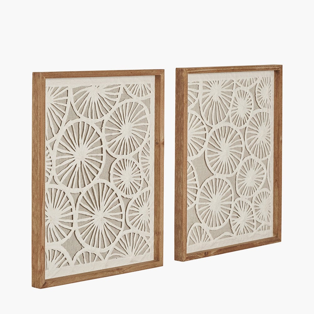 S/2 Cut Out Pattern Natural Paper Design Wall Art with Natural Frames.