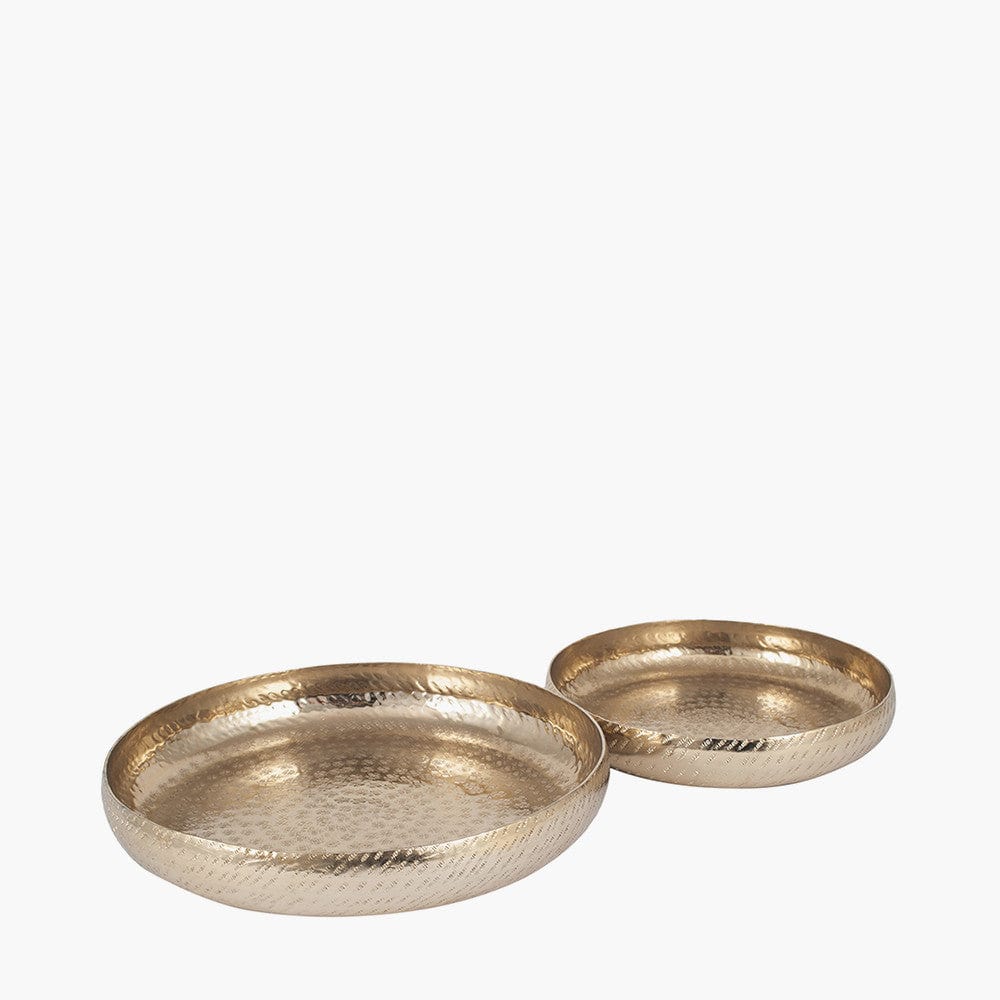 S/2 Gold Hammered Metal Bowls.