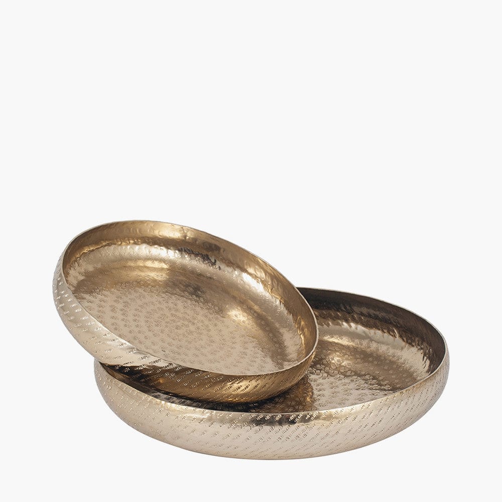 S/2 Gold Hammered Metal Bowls.